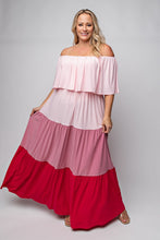 Cargar imagen en el visor de la galería, Maxi dress pluss size colorblock OFERTA -50%
