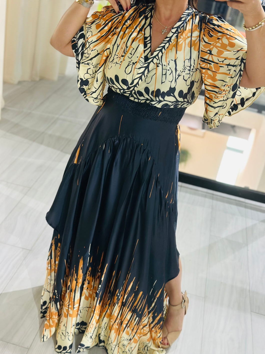 Maxi Dress neck-v sleeve