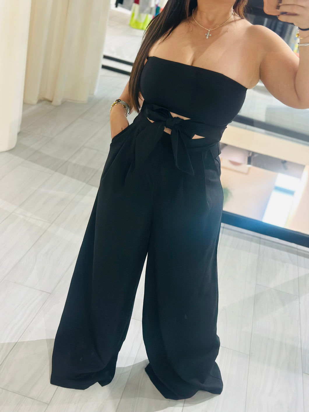 Jumpsuit tube solid woven