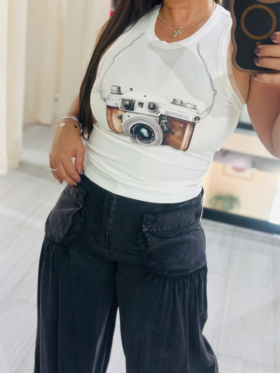 Top tank print linda camera