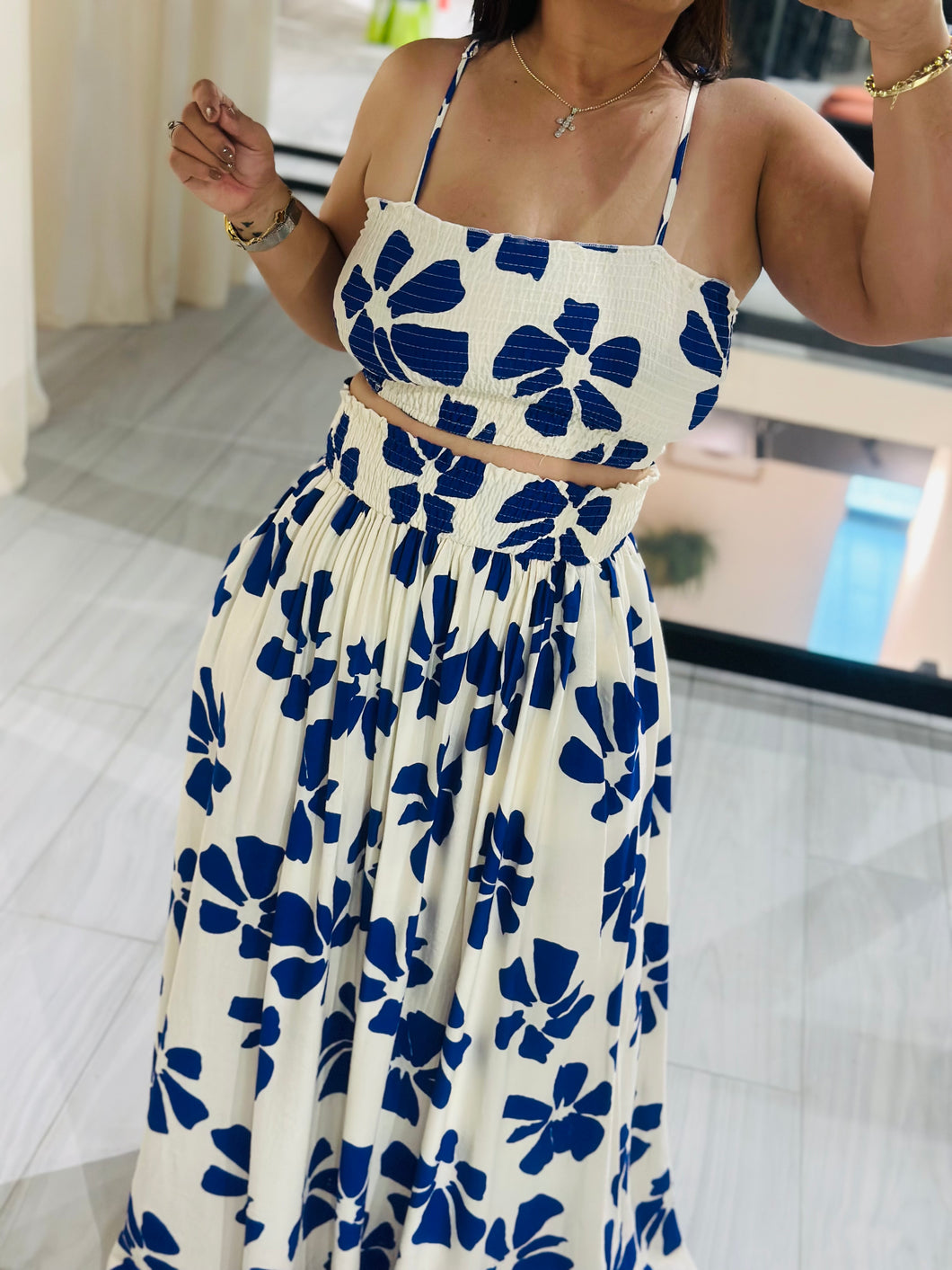 Set maxi skirt smocked