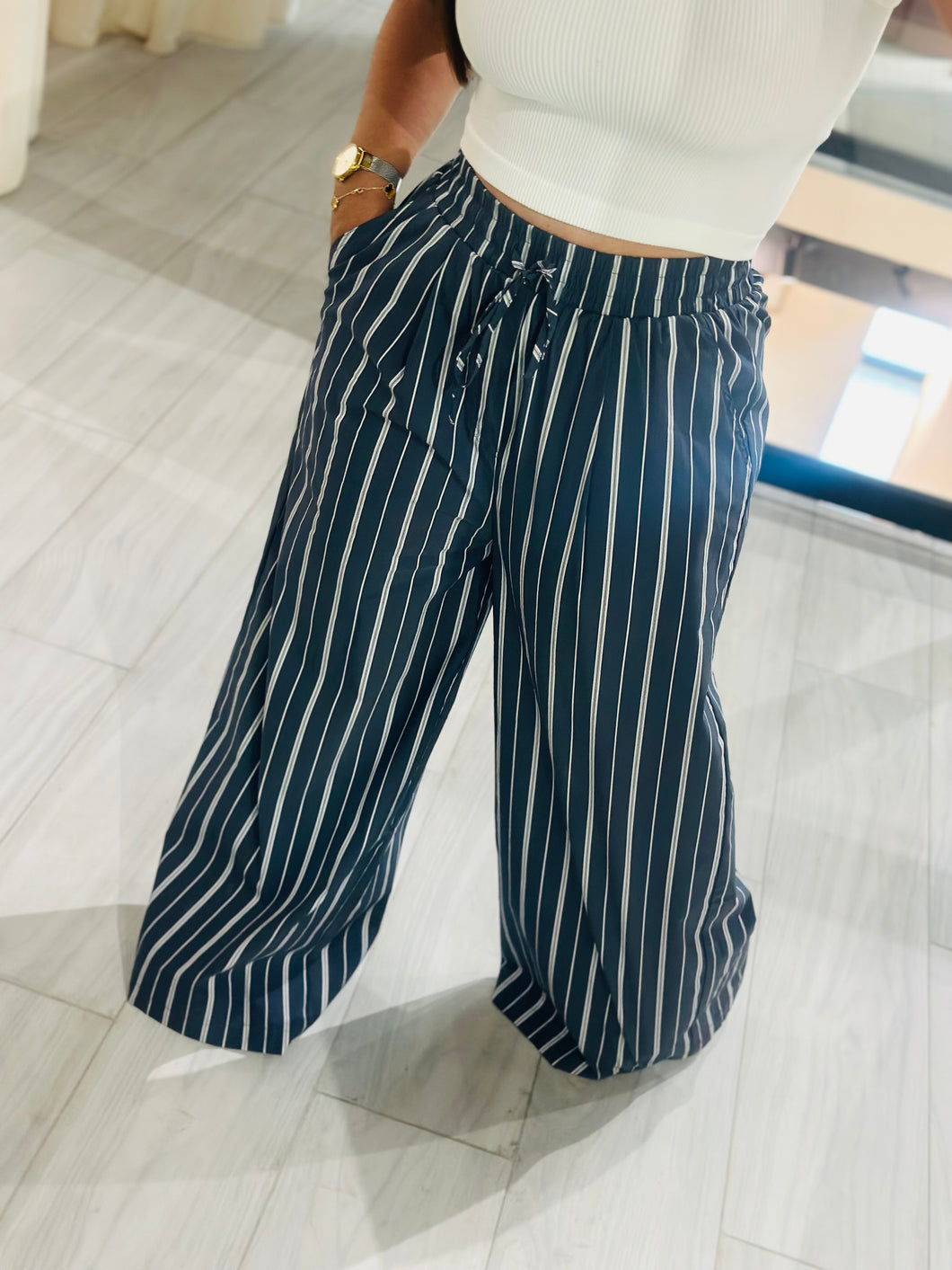 Pants striped woven