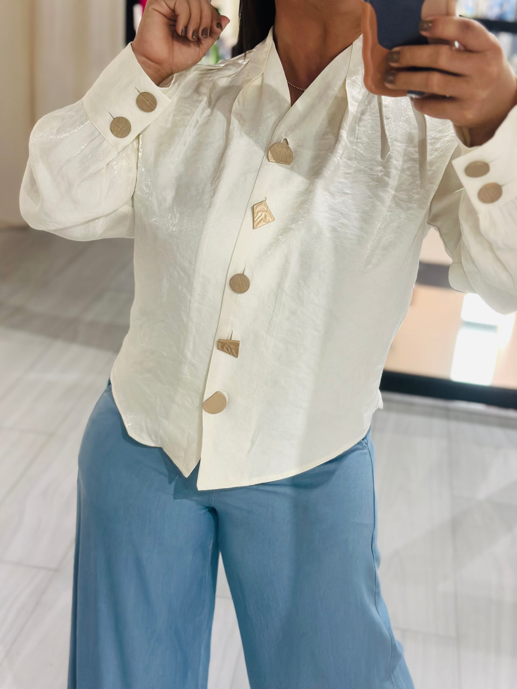 Top button down lurex