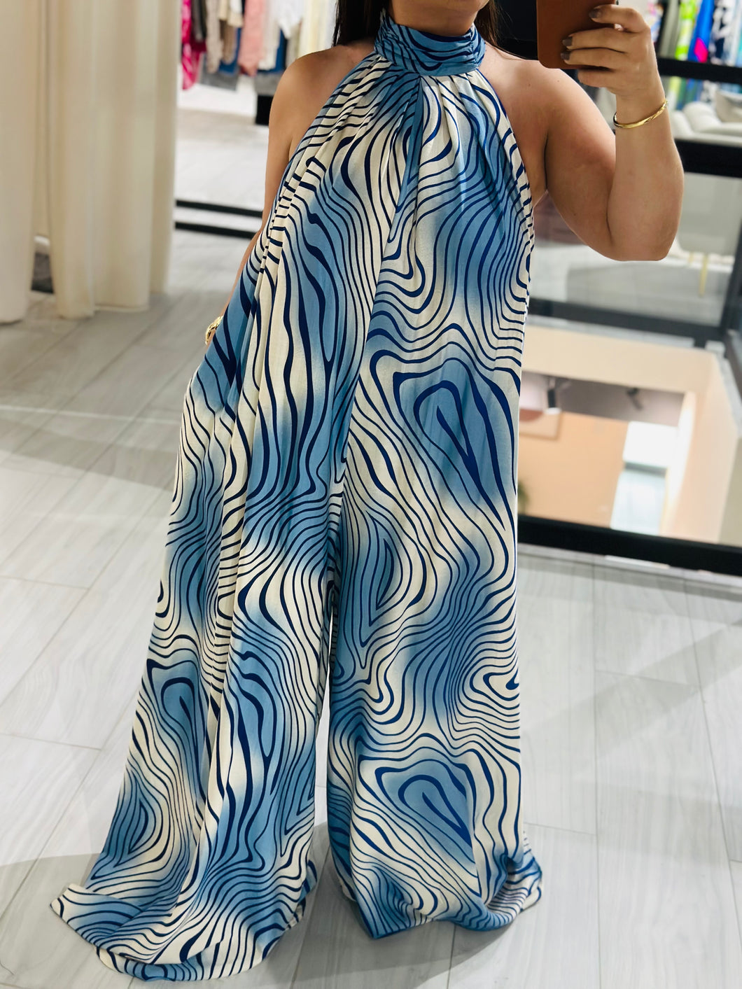 Jumpsuit mock neck wide leg