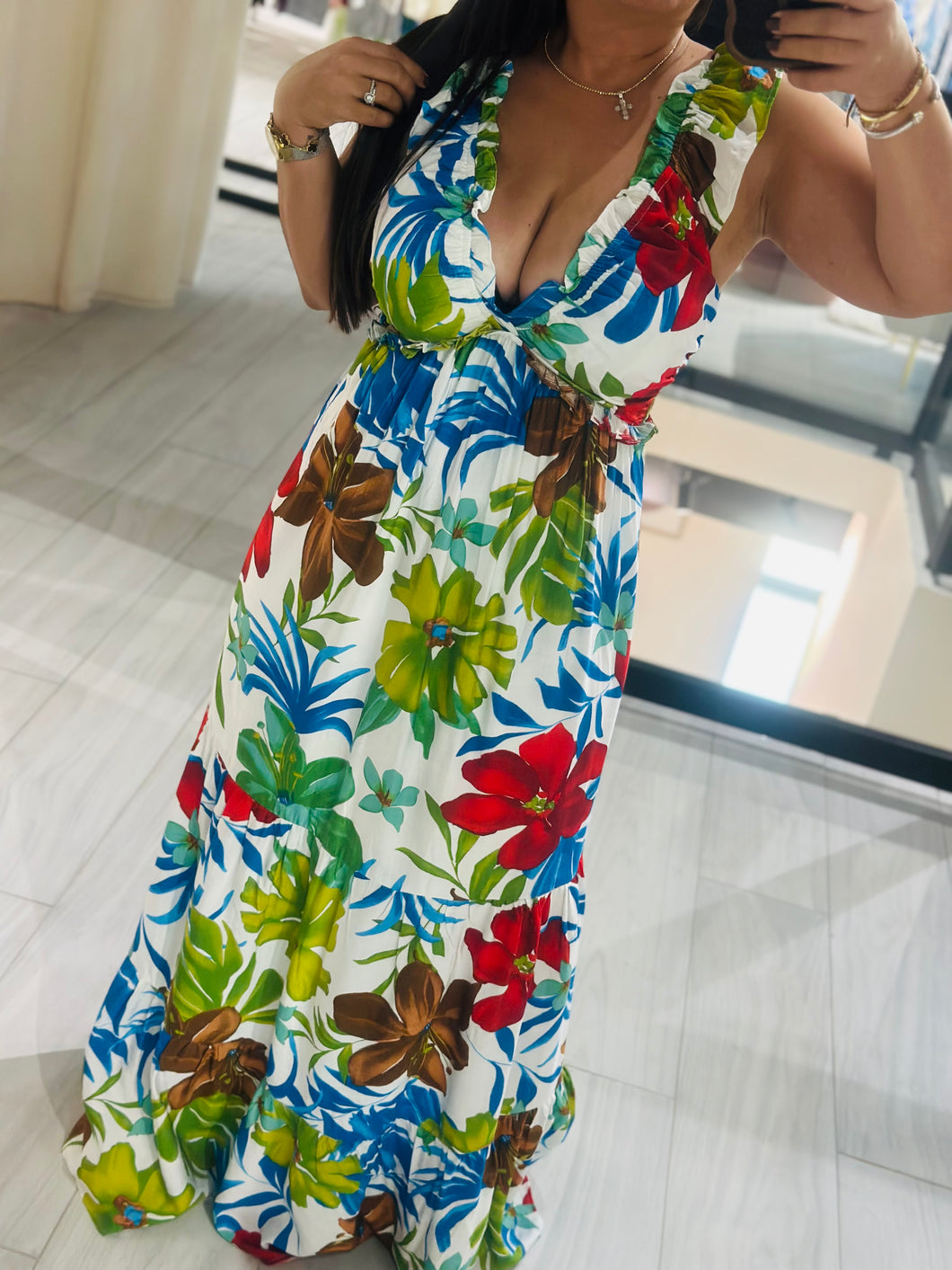 Maxi Dress printed neck