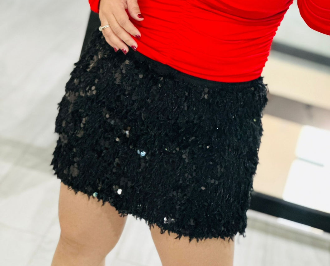 Skirt feux feather sequins